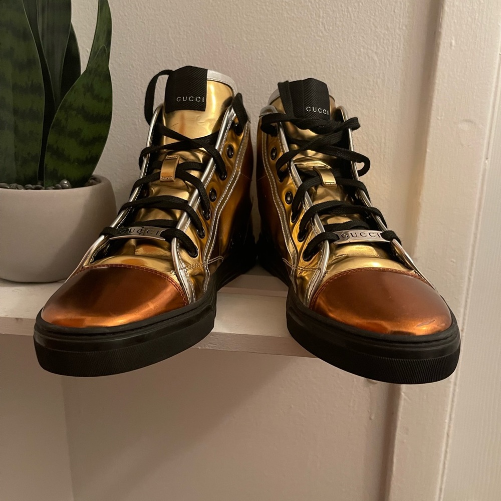 Gucci High-Top Metallic California Sneakers